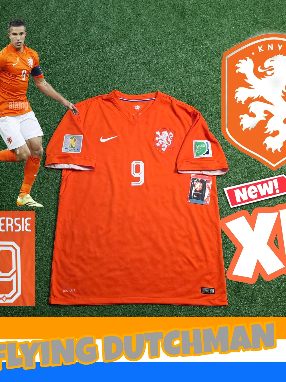Nike Netherlands Robin Van Persi #9 2014 Brazil World Cup Home Jersey New XL